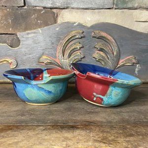 w/ Chopstick Holes Pair of Rice Bowels